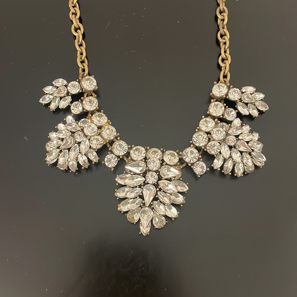 J crew clear gem statement necklace with gold metal. - Picture 2 of 3